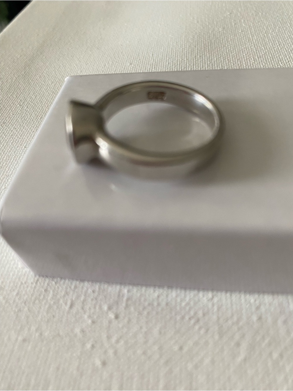 Sterling Bezel Ring with Deep Red Gemstone - Picture 3 of 3